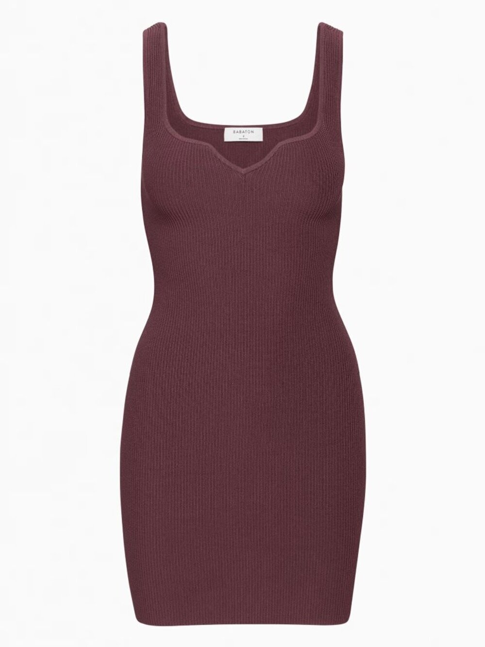 Aritzia Babaton Sculpt Knit Notch Dress Burgundy Wine Size Small